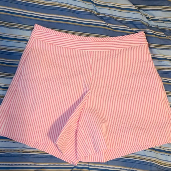 Kate spade 00 pink and white stepped high waisted shorts women’s clothing double - Picture 5 of 6